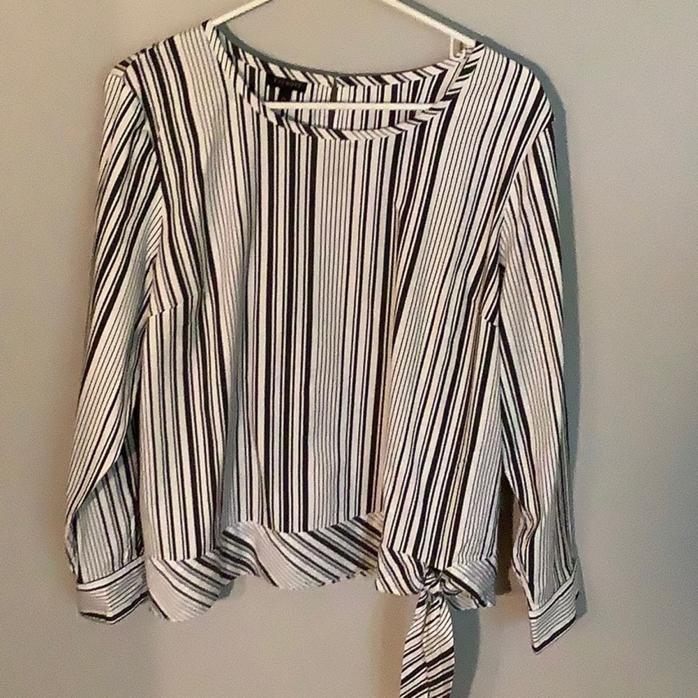Talbots black and white striped blouse